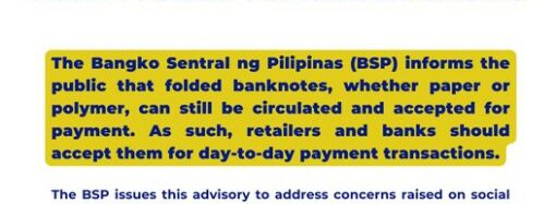 BSP Advises Retailers, Banks to Accept Folded Polymer Banknotes